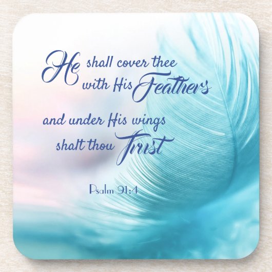 Psalm 91:4 King James Hard Plastic Untersetzer (Vorderseite)