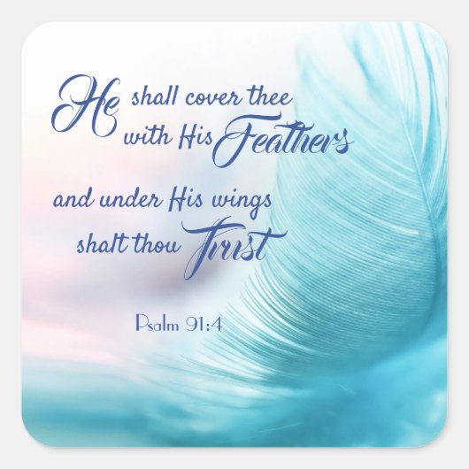 Psalm 91:4 King James Square Stickers (Vorderseite)