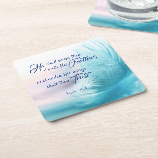 Psalm 91:4 King James Square Untersetzer (angewinkelt)