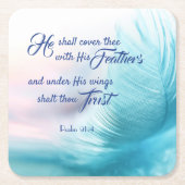 Psalm 91:4 King James Square Untersetzer (Vorderseite)