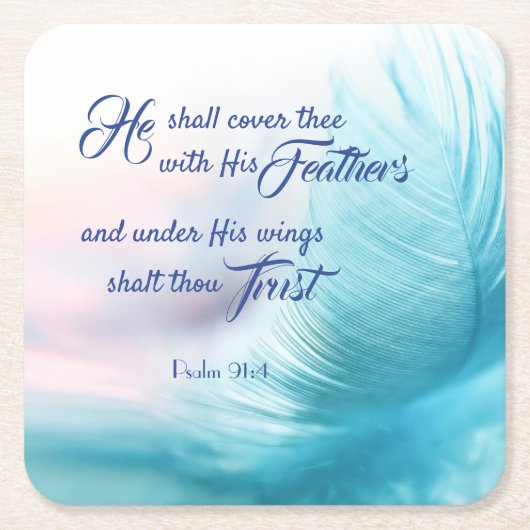 Psalm 91:4 King James Square Untersetzer (Vorderseite)