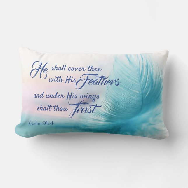 Psalm 91:4 Lumbar Pillow - King James Version Lendenkissen (Vorderseite)