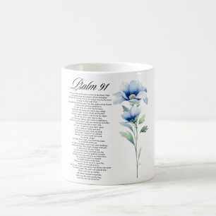 Psalm 91 Aquarell Blaue Blume Bibel Schrift Kaffeetasse