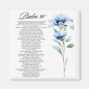 Psalm 91 Aquarell Blaue Blume Bibel Schrift Magnet