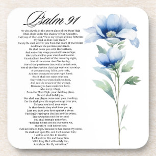 Psalm 91 Aquarell Blaue Blume Bibel Schriften Getränkeuntersetzer