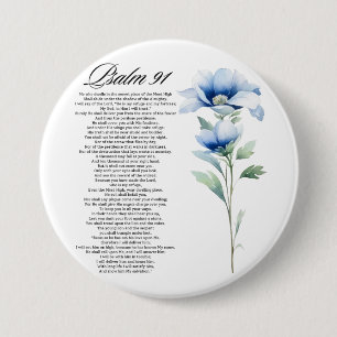 Psalm 91 Aquarell Blaue Blume Bibel Schriftstellen Button