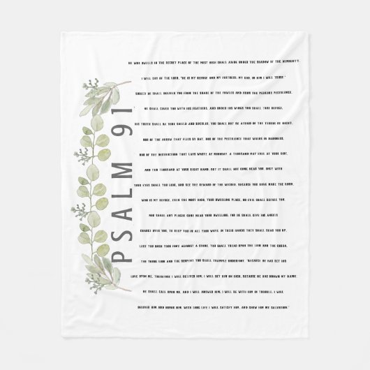 Psalm 91 Aquarell Eukalyptus Blätter Scripture Fleecedecke (Vorderseite)