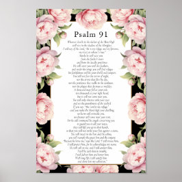 Psalm 91 Bibel Bibel Verse Bloral Schwarz Poster
