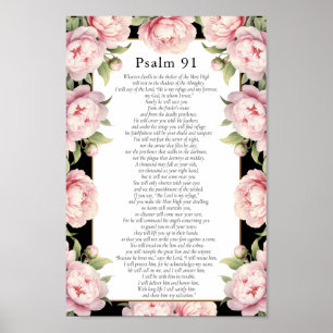 Psalm 91 Bibel Bibel Verse Bloral Schwarz Poster