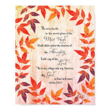 Psalm 91 Bibel Verse Scripture Autumn Leaves