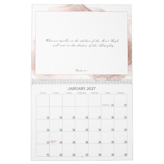 Psalm 91 Bibelverse Abstrakt Dusty Pink Kalender (Jan 2027)