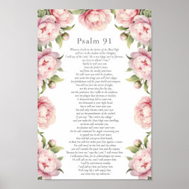 Psalm 91 Bibelverse Blütenrot Poster