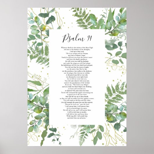 Psalm 91 Bible Quote Scripture Eukalyptus Poster (Vorne)