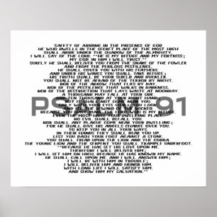 Psalm 91 Black and White Scripture Wall Art Poster