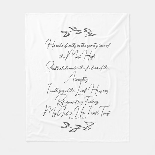 Psalm 91 Botanische Blätter Christlich Fleecedecke (Vorderseite)