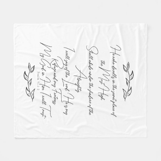 Psalm 91 Botanische Blätter Christlich Fleecedecke (Vorderseite (Horizontal))
