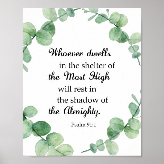 Psalm 91 Christlich Bibelverse Eukalyptus Wreath Poster (Vorne)