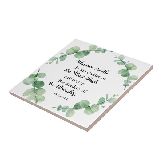 Psalm 91 Christliche Glaube Eukalyptus-Kranz-Bibel Fliese (Seite)