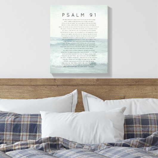 Psalm 91 Coastal Beach Waves Canvas Print Leinwanddruck (Insitu (Schlafzimmer))