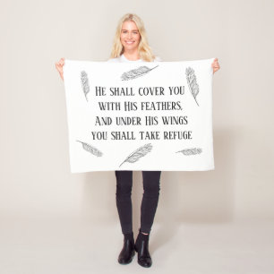 Psalm 91 Feathers Design Christlich Fleece Blanket