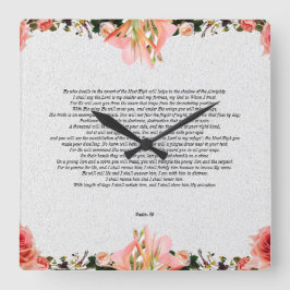 Psalm 91 Flower Acrylic Wall Clock Quadratische Wanduhr