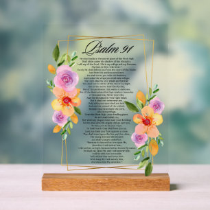Psalm 91 Geometrischer Rahmen für Blumen Acrylschild