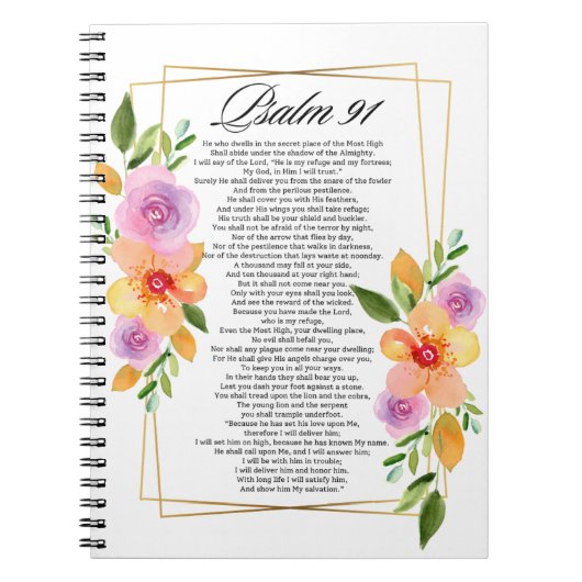 Psalm 91 Geometrischer Rahmen für Blumen Notizblock (Vorderseite)