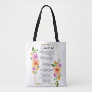 Psalm 91 Geometrischer Rahmen für Blumen Tasche
