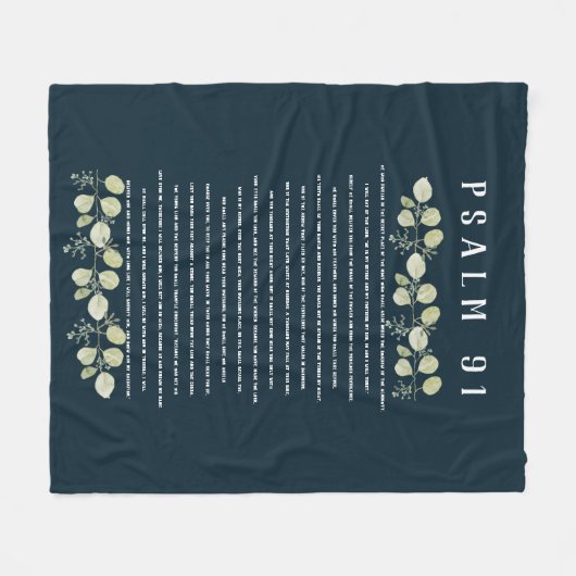 Psalm 91 Green Eucalyptus Verlasse Scripture Verse Fleecedecke (Vorderseite (Horizontal))