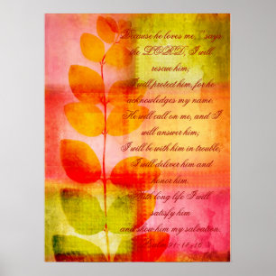 Psalm 91, Grunge Herbst-Design-Wandplakat Poster