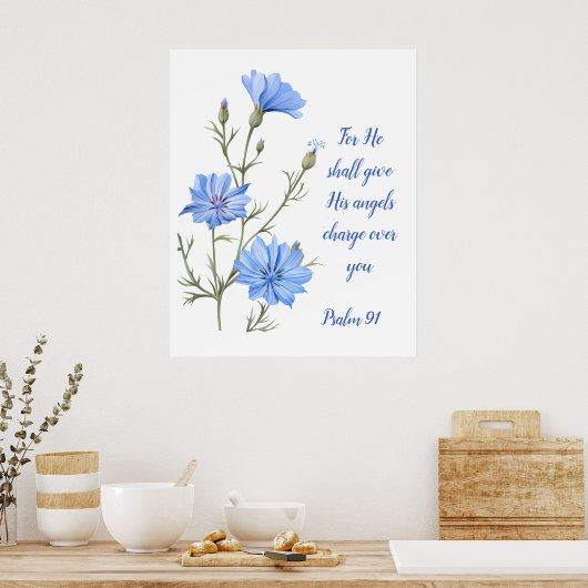 Psalm 91 He Shall Give His Angels Inspirational Poster (Küche)