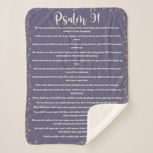 Psalm 91, Lila, King James Version, Bible Verse Sherpadecke (Vorderseite)