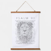 Psalm 91 Lion Face Christlich Scroll Tapestry Wandteppich Mit Holzrahmen (Vorderseite)