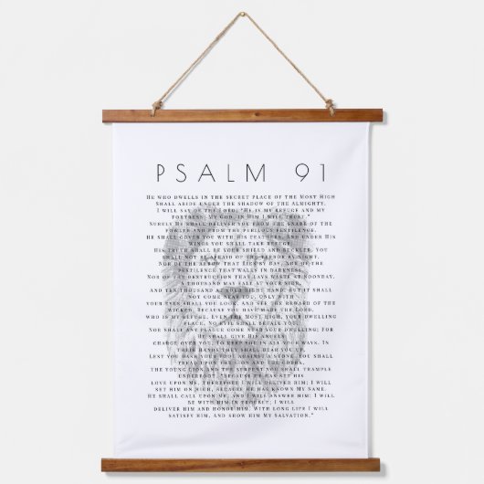 Psalm 91 Lion Face Christlich Scroll Tapestry Wandteppich Mit Holzrahmen (Vorderseite)