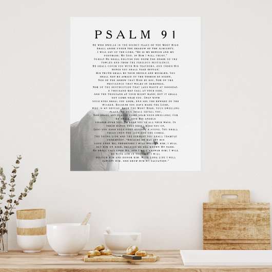 Psalm 91 Löwe Christlich Bibel Verse Art Poster (Küche)