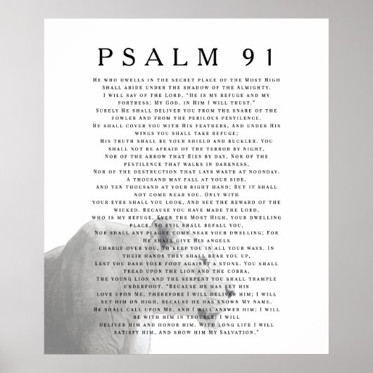 Psalm 91 Löwe Christlich Bibel Verse Art Poster (Vorne)