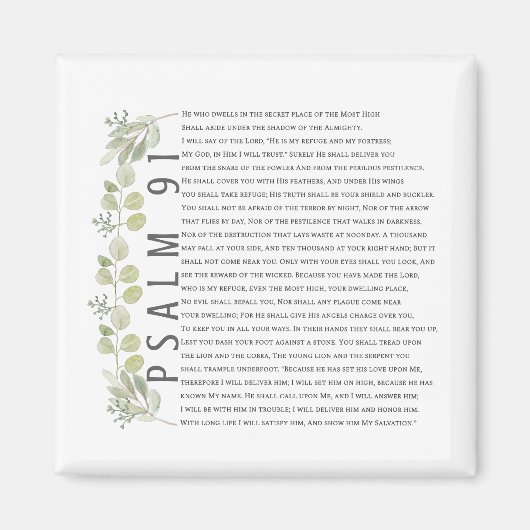 Psalm 91 Moderne weiche Aquarellpflanze Bibel Magnet (Vorne)