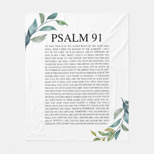 Psalm 91 NKJV Fleecedecke (Vorderseite)