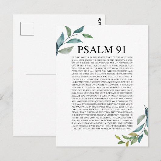 Psalm 91 NKJV Postkarte (Vorne/Hinten)