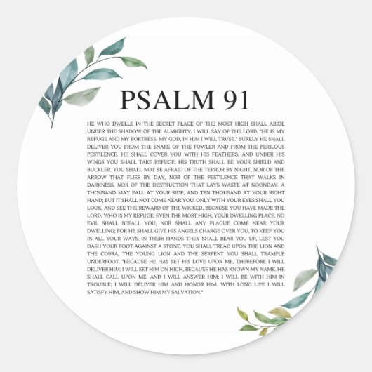 Psalm 91 NKJV Runder Aufkleber (Vorderseite)