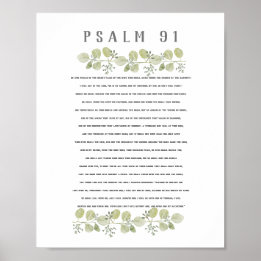 Psalm 91 Olive Green Eukalyptus Blätter Bibelkunst Poster