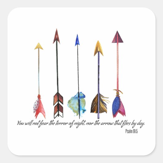 Psalm 91 Pfeil Quadratischer Aufkleber (Vorderseite)