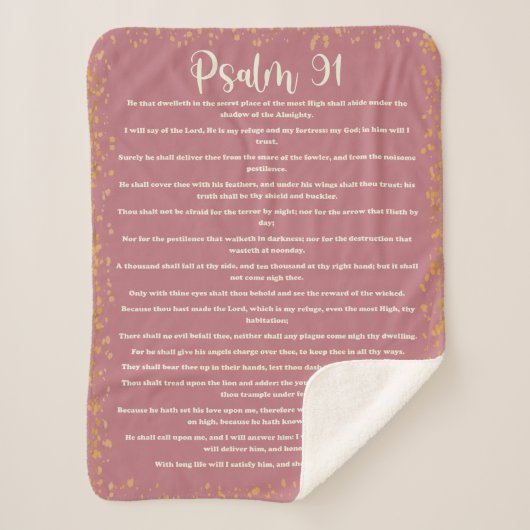 Psalm 91, Pink, King James Version, Bibelverse Sherpadecke (Vorderseite)