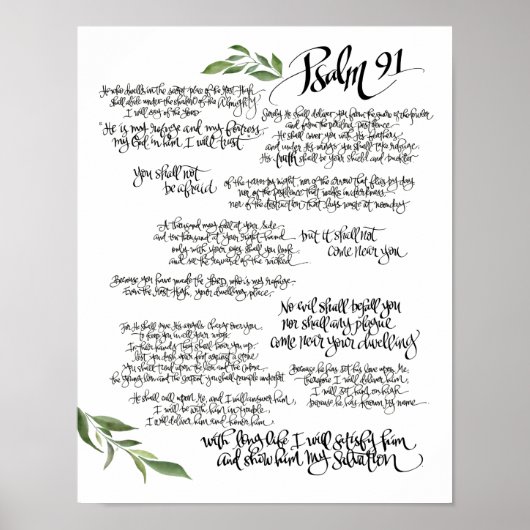 Psalm 91 Poster HAND LETTERED | Biologischer Schut (Vorne)