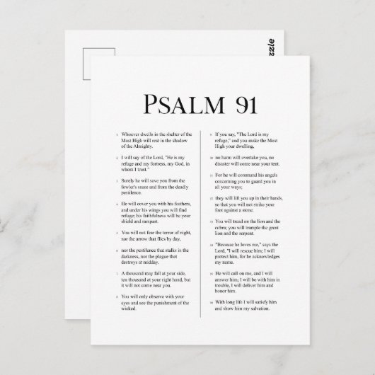Psalm 91 postkarte (Vorne/Hinten)