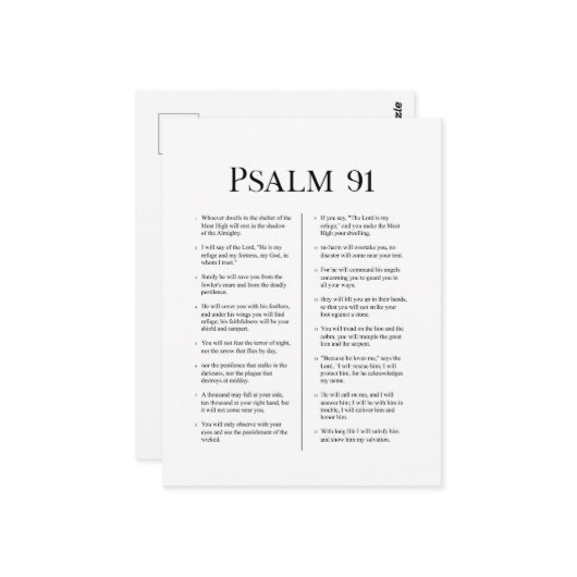 Psalm 91  postkarte (Vorderseite/Rückseite Beispiel)