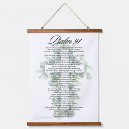 Psalm 91 Religious Cross with Eucalyptus Christian Wandteppich Mit Holzrahmen