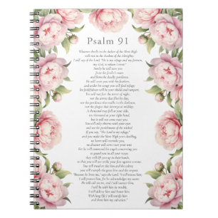 Psalm 91 Schrift Bibelvers Floral Blush Notizblock