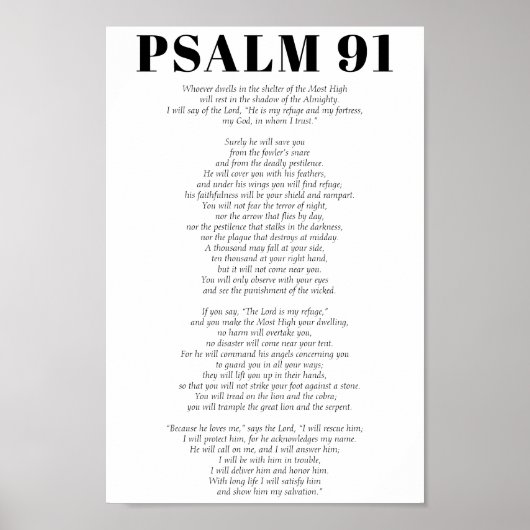 Psalm 91 Schrift Der Herr ist meine Zuflucht Poster (Vorne)