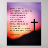 Psalm 91 schwarzes Kreuz auf dem Hügel im Sonnenun Poster (Vorne)